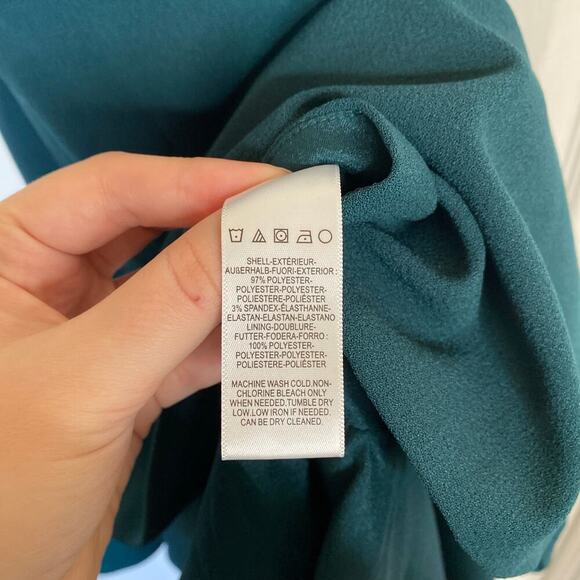 DRESS THE POPULATION Madison Strapless Fluted Midi Dress Slit Pine Size Small - Picture 11 of 11